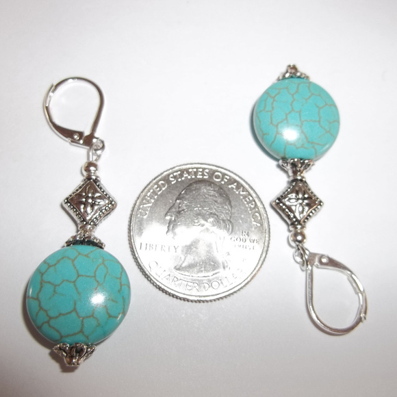 Turquoise Blue Statement Earrings Beaded Drop Fashion Accessory Jewelry Set 3967 - Picture 3 of 6